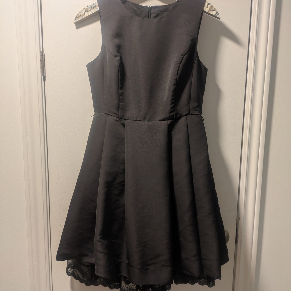 Jason Wu Black Fit & Flare Dress Lace Hem Sleeveless Cocktail Midi Dress Size 6